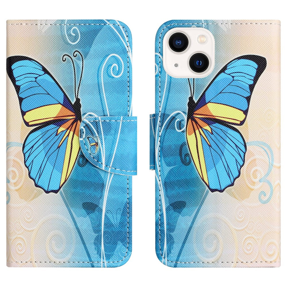For iPhone 15 Plus PU Leather Wallet Case Pattern Printing Stand Phone Cover
