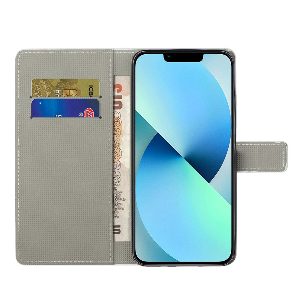 For iPhone 15 Plus Folio Wallet Case PU Leather Pattern Printing Stand Phone Cover