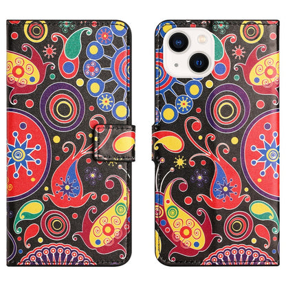For iPhone 15 Plus Folio Wallet Case PU Leather Pattern Printing Stand Phone Cover