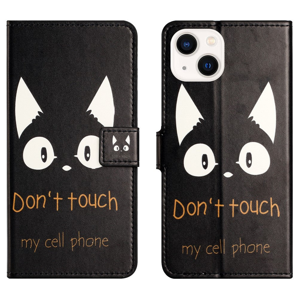 For iPhone 15 Plus Folio Wallet Case PU Leather Pattern Printing Stand Phone Cover
