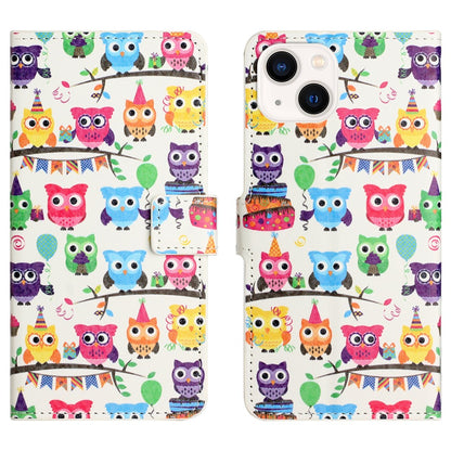 For iPhone 15 Plus Folio Wallet Case PU Leather Pattern Printing Stand Phone Cover