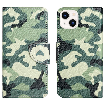 For iPhone 15 Cross Texture Leather Wallet Stand Case Pattern Printing Phone Cover