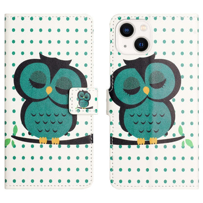 For iPhone 15 Pattern Printing Flip Case PU Leather Stand Wallet Phone Cover