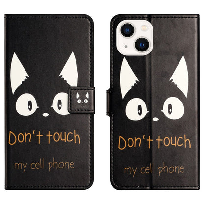 For iPhone 15 Pattern Printing Flip Case PU Leather Stand Wallet Phone Cover