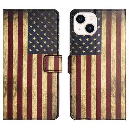 For iPhone 15 Pattern Printing Flip Case PU Leather Stand Wallet Phone Cover