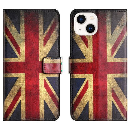 For iPhone 15 Pattern Printing Flip Case PU Leather Stand Wallet Phone Cover