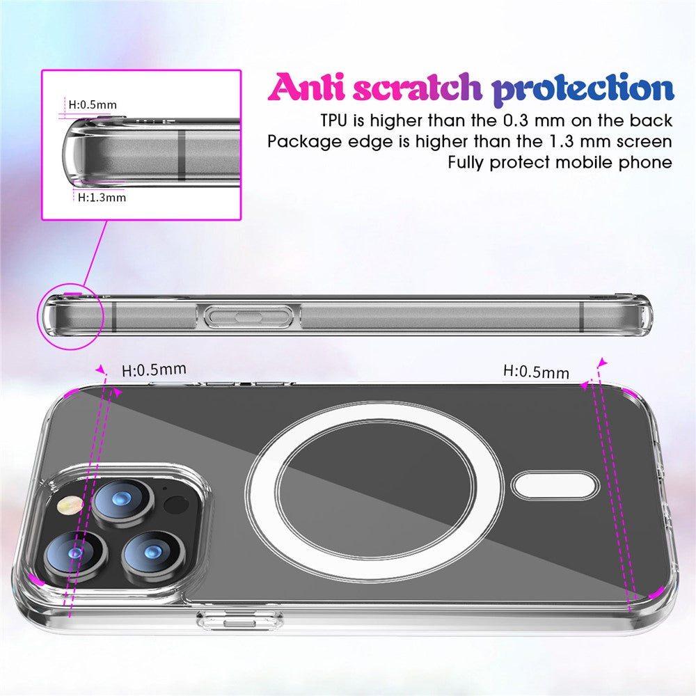 For iPhone 15 Pro Compatible with MagSafe Drop Resistant TPU+PC Case Clear Phone Cover