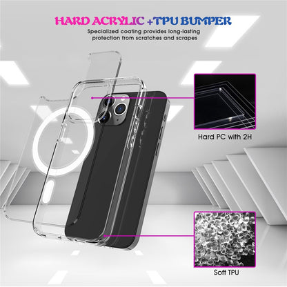 For iPhone 15 Pro Compatible with MagSafe Drop Resistant TPU+PC Case Clear Phone Cover