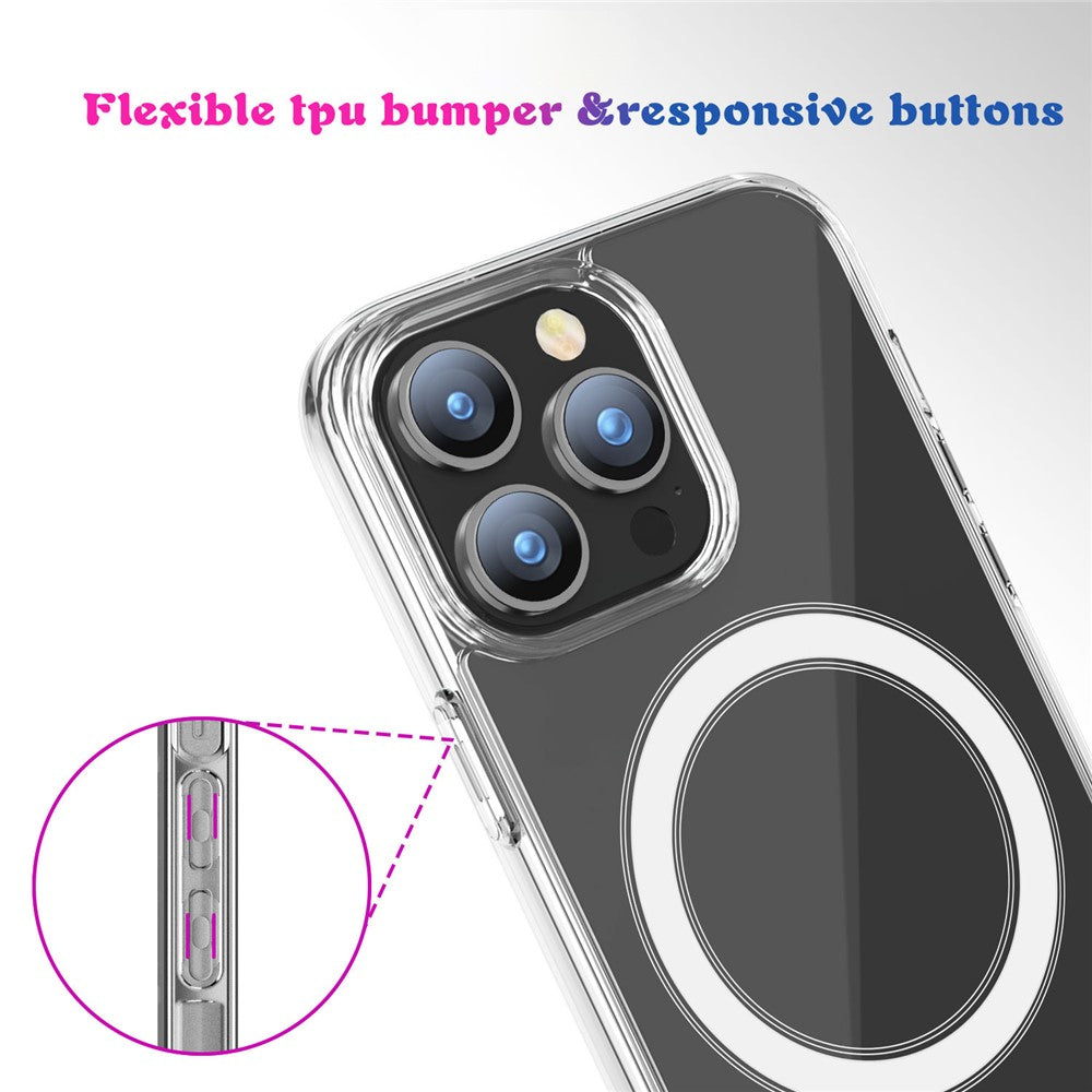 For iPhone 15 Pro Compatible with MagSafe Drop Resistant TPU+PC Case Clear Phone Cover