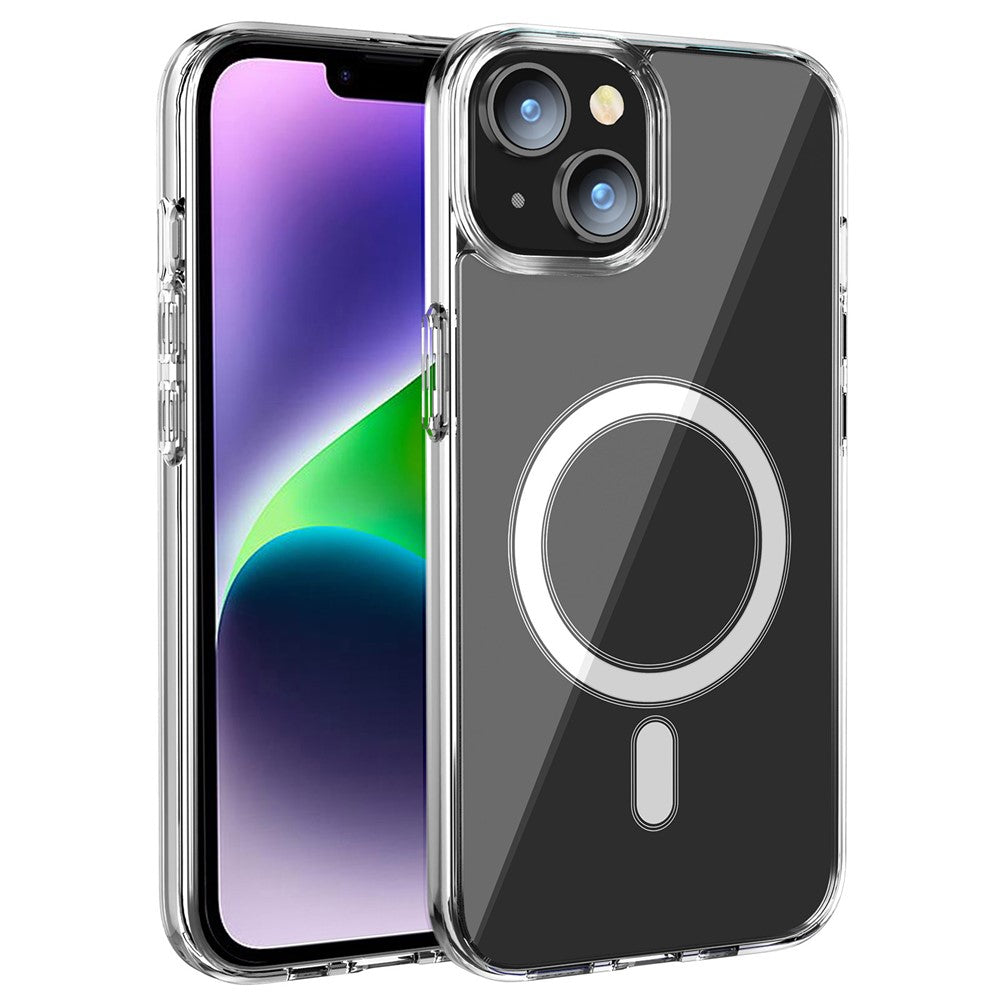 For iPhone 15 Clear Phone Cover Compatible with MagSafe Fall Protection TPU+PC Case