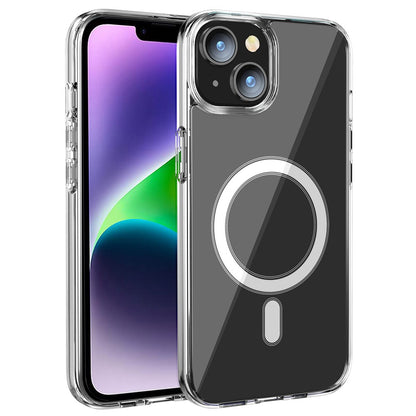 For iPhone 15 Clear Phone Cover Compatible with MagSafe Fall Protection TPU+PC Case