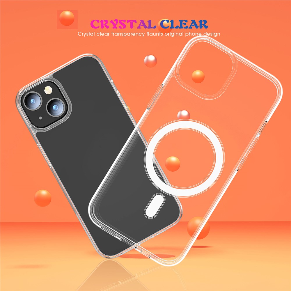 For iPhone 15 Clear Phone Cover Compatible with MagSafe Fall Protection TPU+PC Case