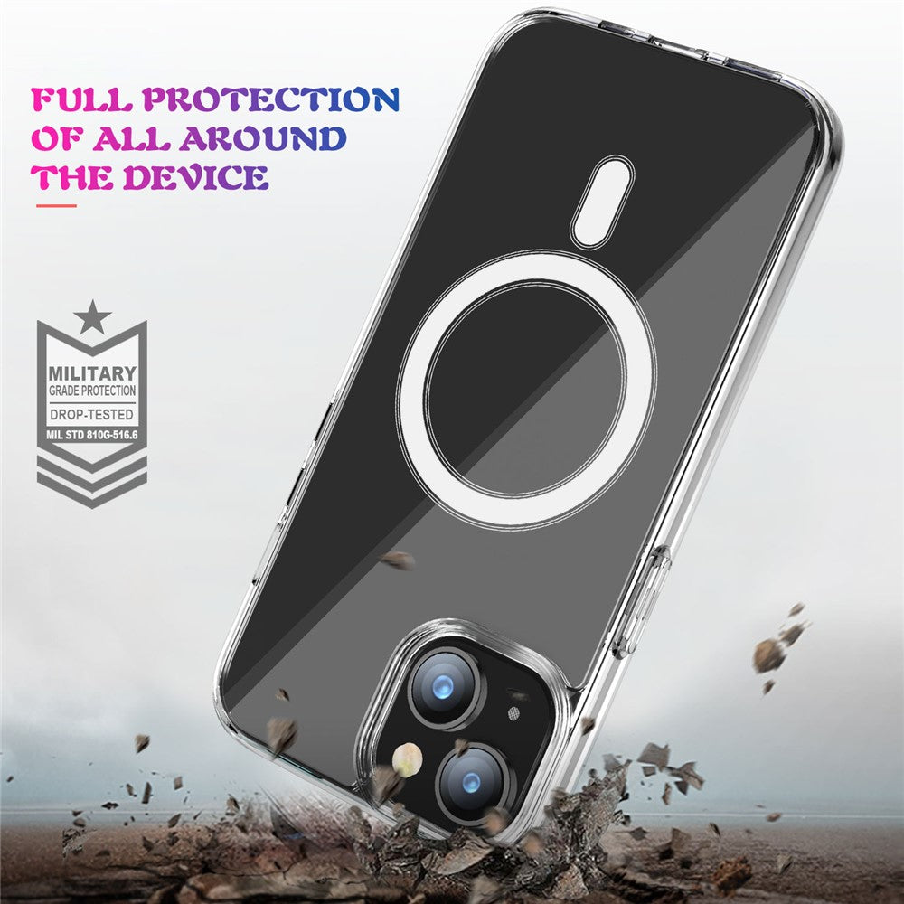 For iPhone 15 Clear Phone Cover Compatible with MagSafe Fall Protection TPU+PC Case