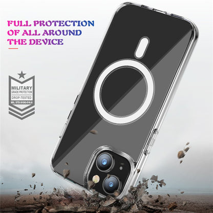 For iPhone 15 Clear Phone Cover Compatible with MagSafe Fall Protection TPU+PC Case