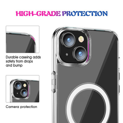 For iPhone 15 Clear Phone Cover Compatible with MagSafe Fall Protection TPU+PC Case