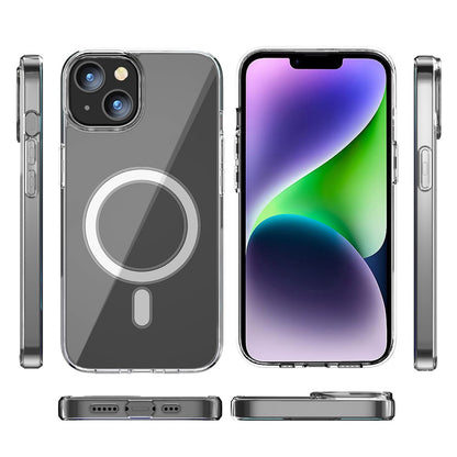 For iPhone 15 Clear Phone Cover Compatible with MagSafe Fall Protection TPU+PC Case