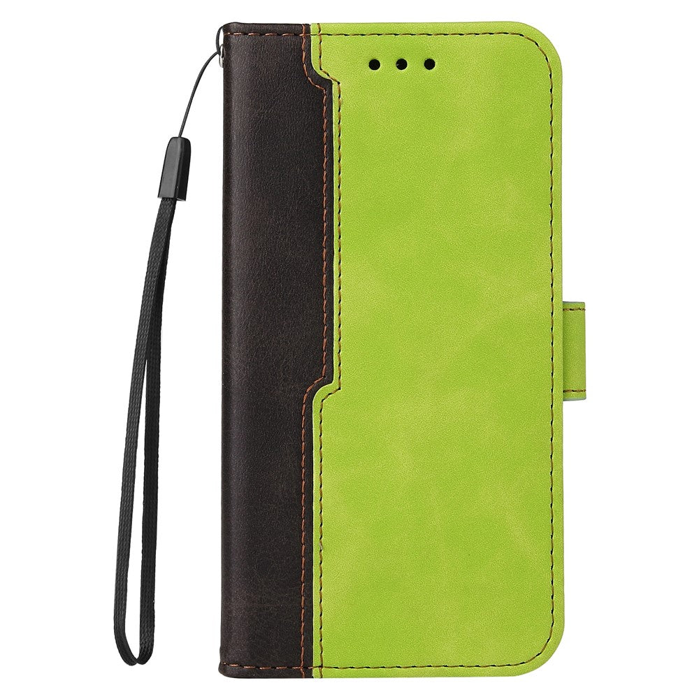 For iPhone 15 Plus Business Style Phone Case Stand Wallet Dual-Color Splicing PU Leather Cover