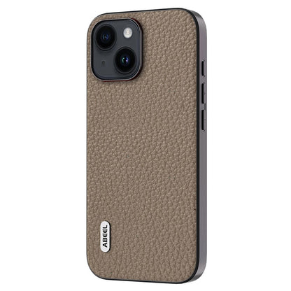ABEEL For iPhone 14 Anti-scratch Cowhide Leather Coated PC+TPU Phone Case Litchi Texture Cover