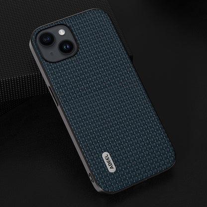 ABEEL For iPhone 14 Plus Protective Phone Case Cowhide Leather Coated PC+TPU Luxury Textured Cover