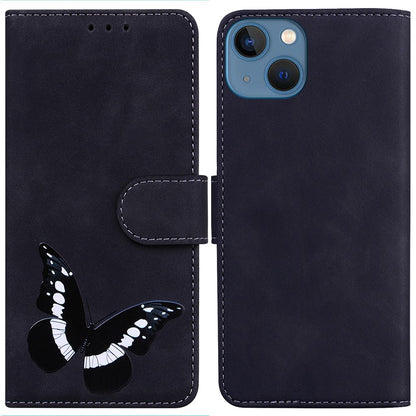 PU Leather Shell for iPhone 15 Plus Butterfly Printing Anti-scratch Flip Stand Wallet Case Phone Cover
