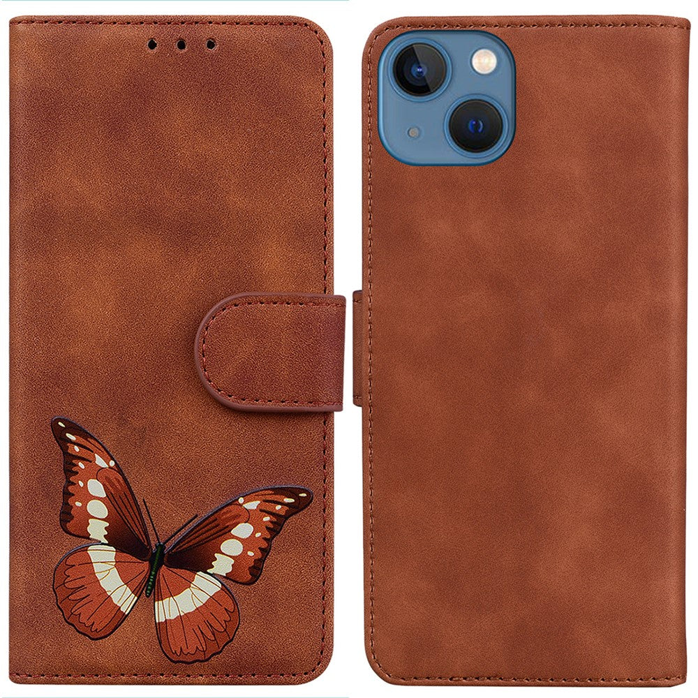 PU Leather Shell for iPhone 15 Plus Butterfly Printing Anti-scratch Flip Stand Wallet Case Phone Cover