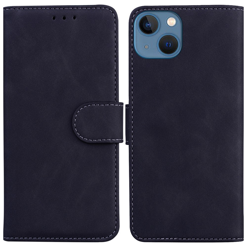 For iPhone 15 Plus Solid Color Mobile Phone Cover Dustproof Phone Case Stand PU Leather Wallet