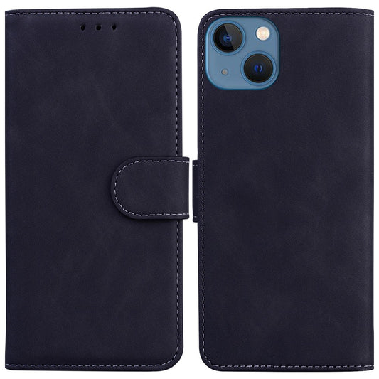 For iPhone 15 Plus Solid Color Mobile Phone Cover Dustproof Phone Case Stand PU Leather Wallet
