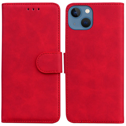 For iPhone 15 Plus Solid Color Mobile Phone Cover Dustproof Phone Case Stand PU Leather Wallet