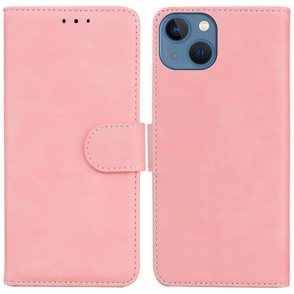 For iPhone 15 Plus Solid Color Mobile Phone Cover Dustproof Phone Case Stand PU Leather Wallet