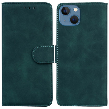For iPhone 15 Plus Solid Color Mobile Phone Cover Dustproof Phone Case Stand PU Leather Wallet