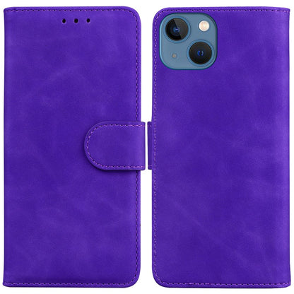 For iPhone 15 Plus Solid Color Mobile Phone Cover Dustproof Phone Case Stand PU Leather Wallet