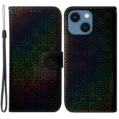 Dazzling Flower Pattern Phone Cover for iPhone 15 Plus , Stand Wallet PU Leather Case