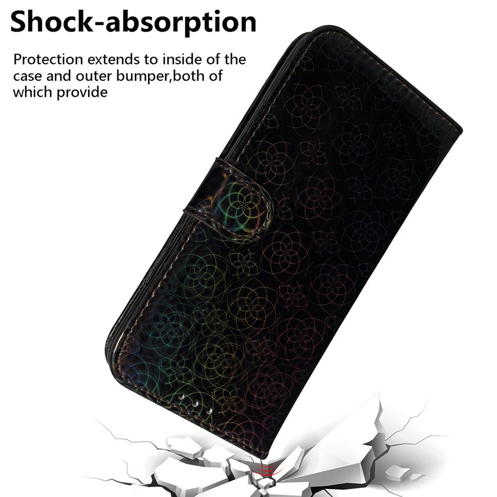 Dazzling Flower Pattern Phone Cover for iPhone 15 Plus , Stand Wallet PU Leather Case