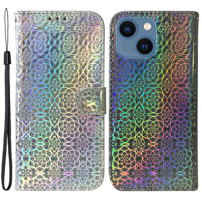 Dazzling Flower Pattern Phone Cover for iPhone 15 Plus , Stand Wallet PU Leather Case