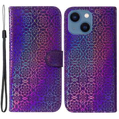 Dazzling Flower Pattern Phone Cover for iPhone 15 Plus , Stand Wallet PU Leather Case
