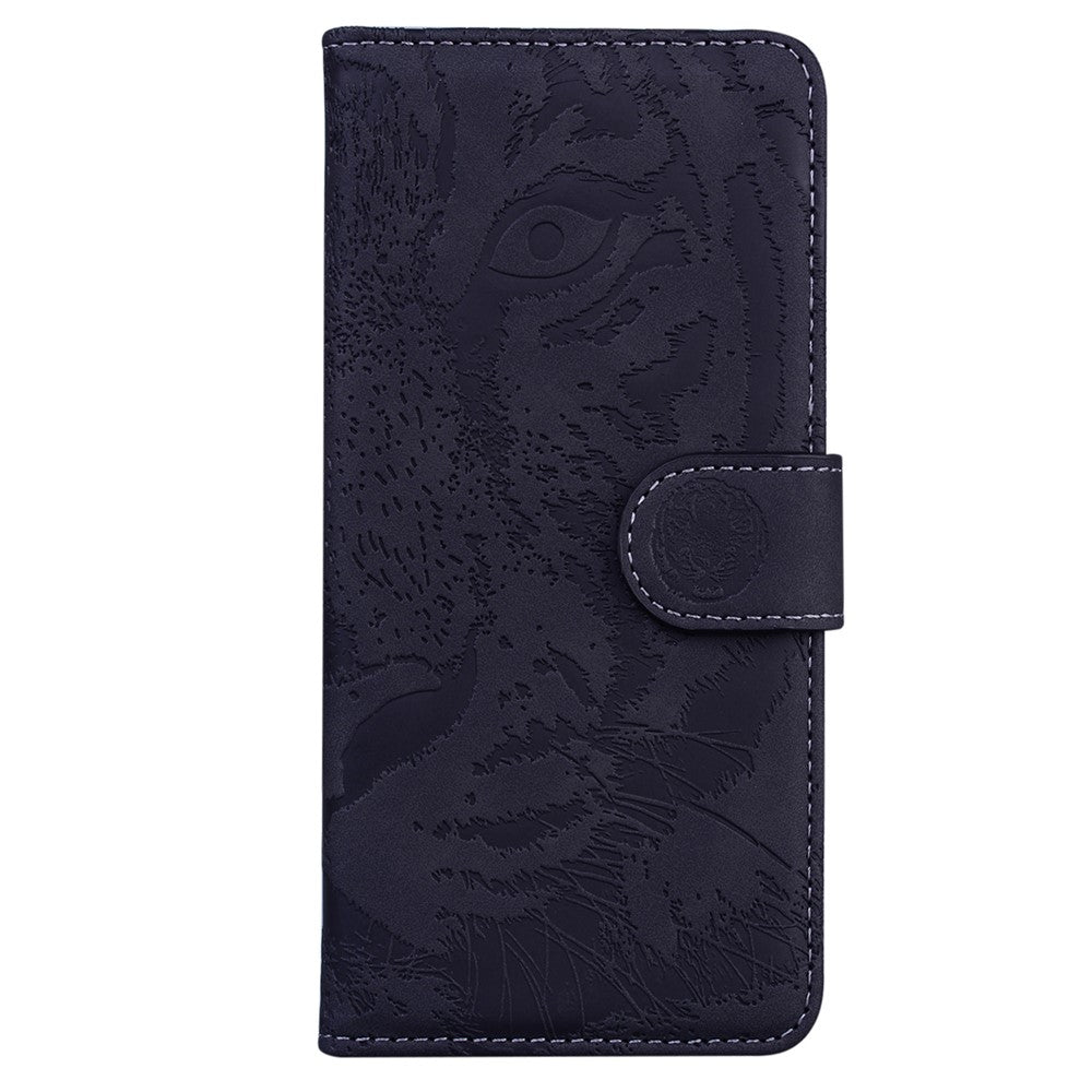 For iPhone 15 Plus PU Leather Imprinted Tiger Phone Case Wallet Stand Anti-drop Cover