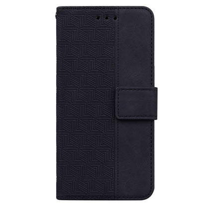 For iPhone 15 Plus Anti-drop Geometry Imprinted PU Leather Wallet Stand Phone Shell Mobile Case