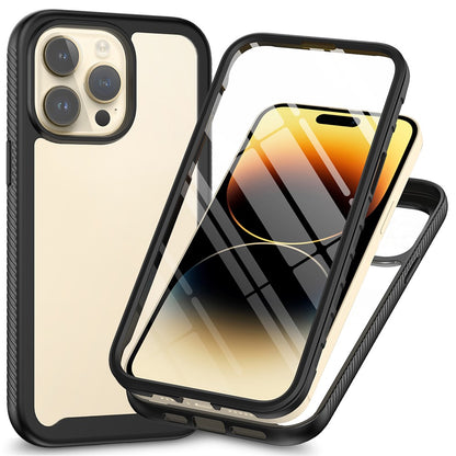 For iPhone 15 Pro Max 3-in-1 Full Protection Phone Case TPU+PC Cover with PET Screen Protector
