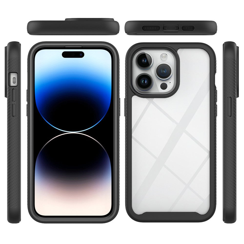 For iPhone 15 Pro Max 3-in-1 Full Protection Phone Case TPU+PC Cover with PET Screen Protector