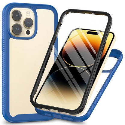 For iPhone 15 Pro Max 3-in-1 Full Protection Phone Case TPU+PC Cover with PET Screen Protector