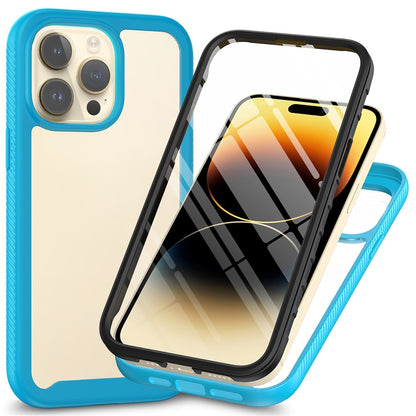 For iPhone 15 Pro Max 3-in-1 Full Protection Phone Case TPU+PC Cover with PET Screen Protector