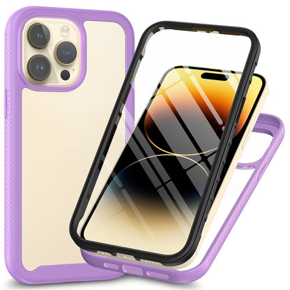 For iPhone 15 Pro Max 3-in-1 Full Protection Phone Case TPU+PC Cover with PET Screen Protector