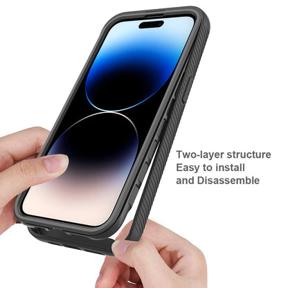 3-in-1 Shockproof Case for iPhone 15 Pro Anti-Scratch TPU+PC iPhone Cover with PET Screen Protector