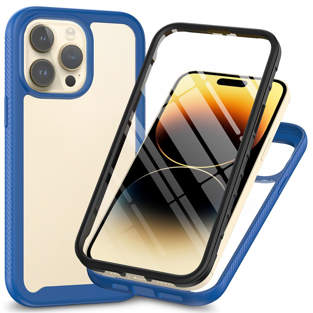 3-in-1 Shockproof Case for iPhone 15 Pro Anti-Scratch TPU+PC iPhone Cover with PET Screen Protector
