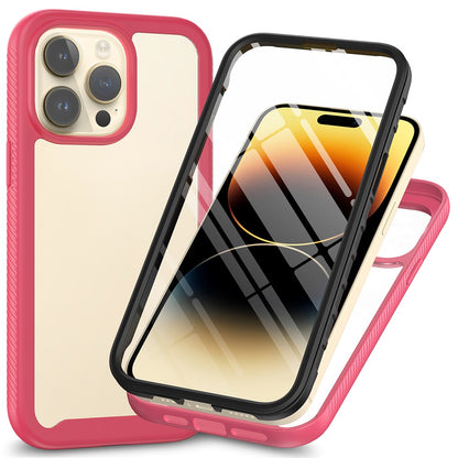 3-in-1 Shockproof Case for iPhone 15 Pro Anti-Scratch TPU+PC iPhone Cover with PET Screen Protector