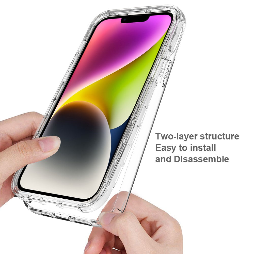 For iPhone 15 Plus Gradient Color Phone Case PC+TPU Shockproof Case with PET Screen Protector
