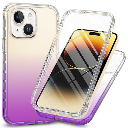 For iPhone 15 Plus Gradient Color Phone Case PC+TPU Shockproof Case with PET Screen Protector