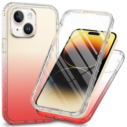For iPhone 15 Plus Gradient Color Phone Case PC+TPU Shockproof Case with PET Screen Protector