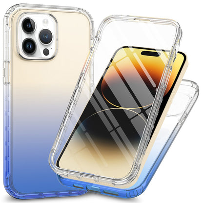 For iPhone 15 Pro Max Gradient PC+TPU Phone Case Anti-scratch Cover with PET Screen Protector