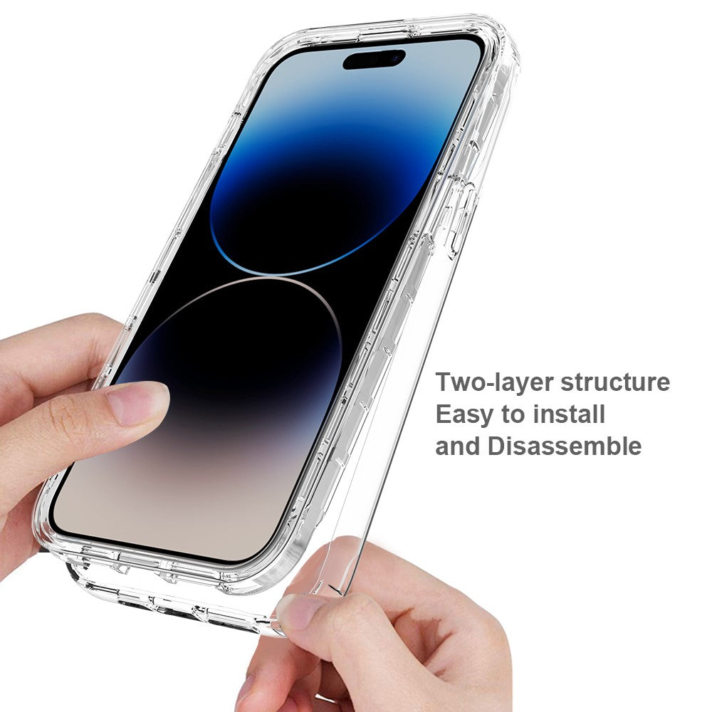 For iPhone 15 Pro Max Gradient PC+TPU Phone Case Anti-scratch Cover with PET Screen Protector